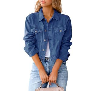 Veste En Jean Femme Brodée Vintage - Manches Longues Poches Printemps Automne
