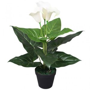 FLEUR ARTIFICIELLE Plante artificielle avec pot Lis Calla 45 cm Blanc