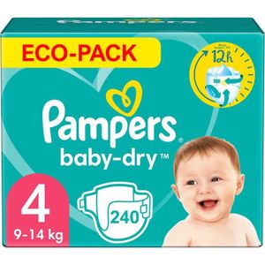 COUCHE PAMPERS BABY-DRY TAILLE 4 240 COUCHES (9-14 KG)