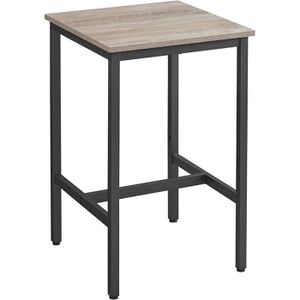 MANGE-DEBOUT Table de bar carrée VASAGLE - Grège et Noir - Cadre en acier - 60 x 60 x 92 cm - Robuste et polyvalente