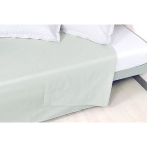 Linge de lit blanc teint 1 pièce, drap plat simple-Queen-King Size, drap  dessus de lit Double [B6555DE] - Cdiscount Maison