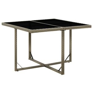 Ensemble table et chaise de jardin Meuble Table de jardin - Gris - 109x107x74 cm - Résine tressée et verre 23.4 KG