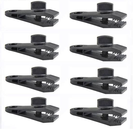 2 Clips De Bâche Coupe-vent - En Plastique Noir, Pour Tente, Bâche Ou Auvent