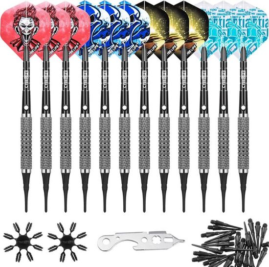 TEMPSA Lot De 12 Fléchettes à Pointe Souple Avec 12 Ailettes, 36