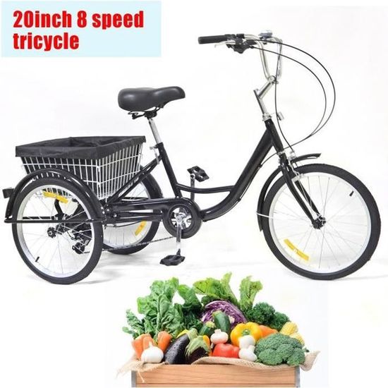 24 Adultes Tricycle Cruiser Bicyclette Tricycle Tricycle Avec Panier Tricycle Shopping Extérieur