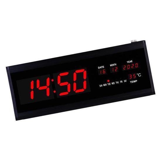 Horloge Murale Numérique LED Multifonction Avec Température - Blanc, Réveil Et Minuteur