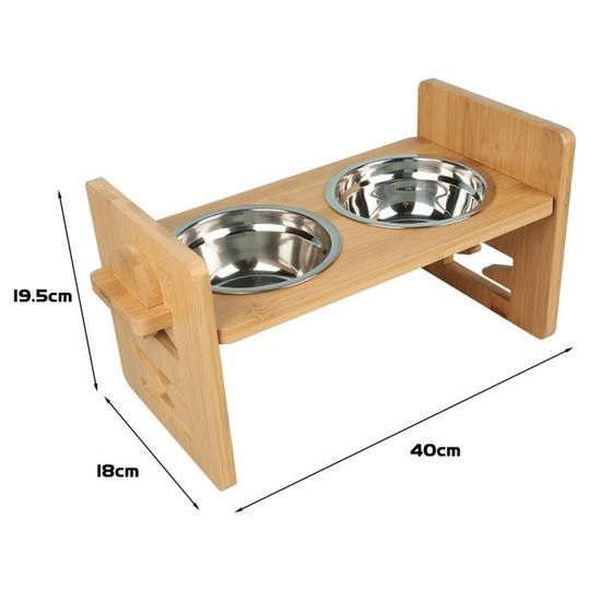 Gamelle double TIAKI réglable en hauteur sur 4 positions