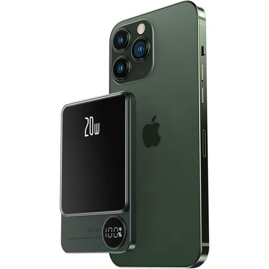 Batterie Externe Magnétique 5000mAh 20W - Charge Sans Fil Pour IPhone 12-16, Entrée USB-C - 9
