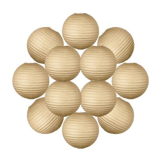 12x Lanterne Papier 40 cm Sable - Suspension Boule Papier 40 cm (12'') Type Lanterne Japonaise pour