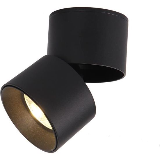 Spot Plafond En Saillie Klighten LED 12W Noir - Éclairage Moderne 3000K Blanc Chaud | IP44 Pour Salon Et Salle De Bain