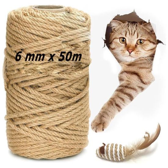 Corde Sisal Naturelle 6 Mm X 50 M – Remplacement Arbre à Chat, Griffoir, DIY Jardin Décoration