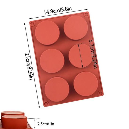 6 Moules à Gâteau Ronds En Silicone 10cm - Antiadhésifs, Réutilisables - Pour Muffins, Crêpes, Cheesecake