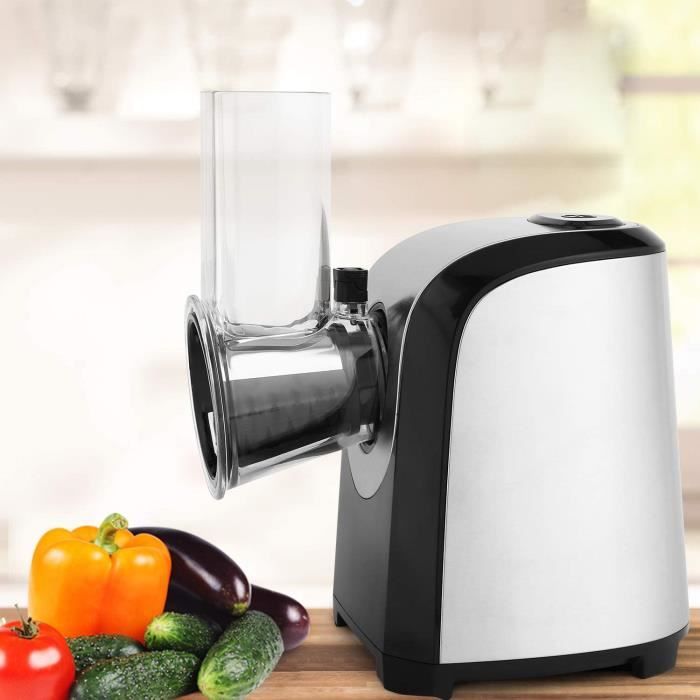 Sans BPA Mandoline Multifonctions Couper Les Légumes Électrique Râpe/Hachoir Trancheuse Fresh Express Lames Amovibles en Inox 150W (
