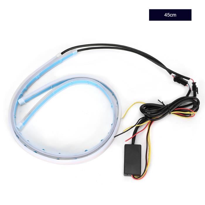 WIPES 2Pcs Voiture Led Phare Bande Lumière Mince Flexible Drl Clignotant Blanc + Jaune (45Cm)