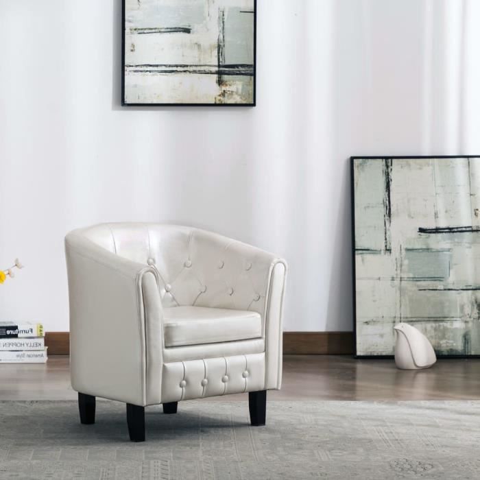 VAGUE Fauteuil Blanc Similicuir