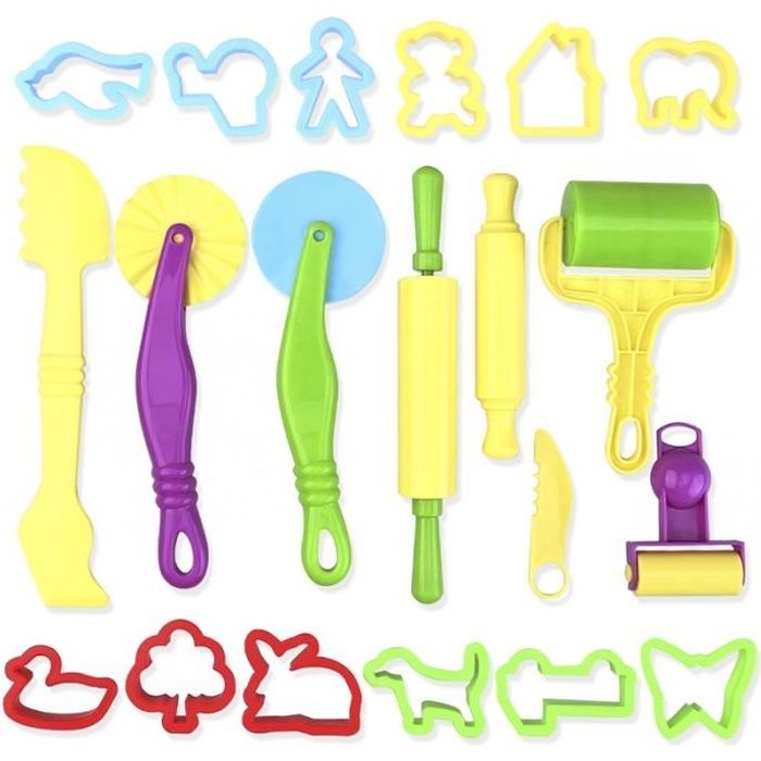 ROSENICE 20pcs pâte à puce Kit d'outils avec des modèles et Moisissures (couleur aléatoire)