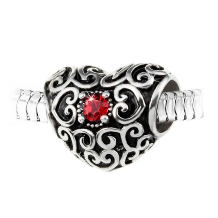 Charm perle coeur orné de cristaux de Bohème et acier par SC Crystal