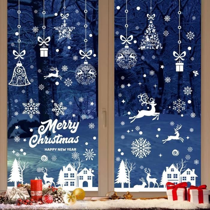 196 Reusable Christmas Window Stickers, Christmas Window Decoration Electrostatic PVC Christmas Window Stickers, Christmas Decoration Inside