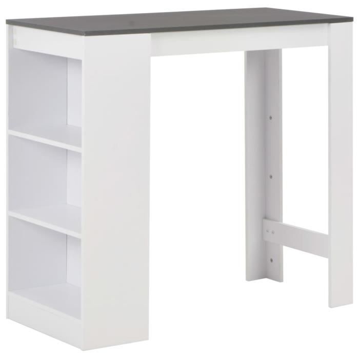 Table de bar avec Etagère 110x50x103 cm Blanc