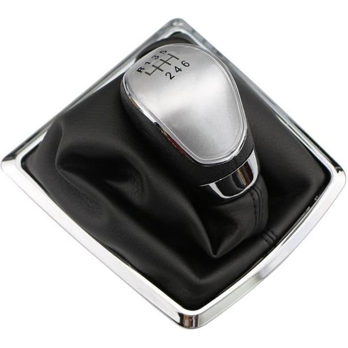 6 Silver With Dust -Jameo – pommeau de levier de vitesse en cuir, pour Ford Focus 2 MK2 2005 – 2011 Fiesta Kuga 2008 – 12