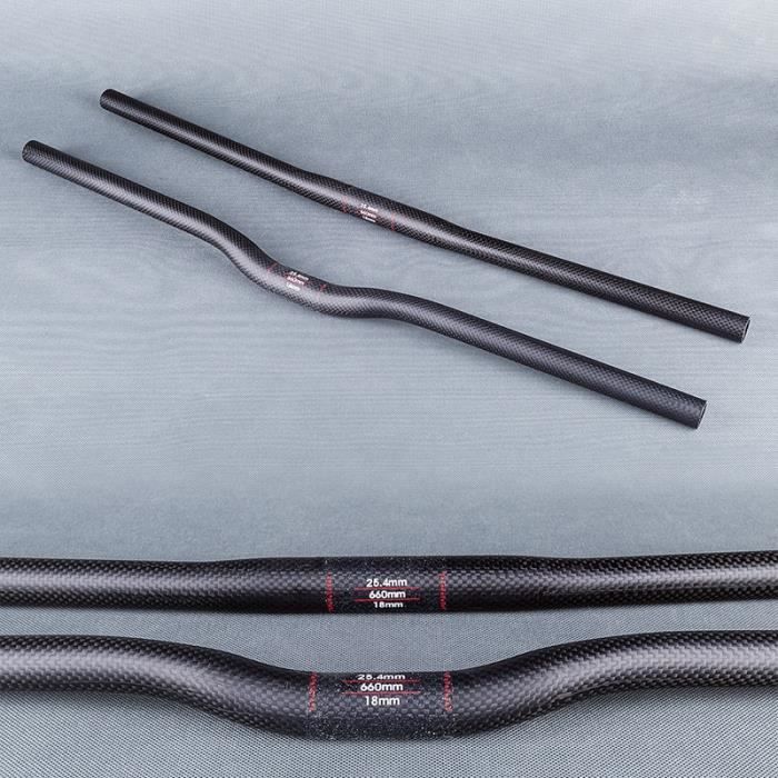 Pièce Détachée,Guidon de vélo mat 3K carbone VTT 25.4mm vélo vtt plat - Type Flat 680MM