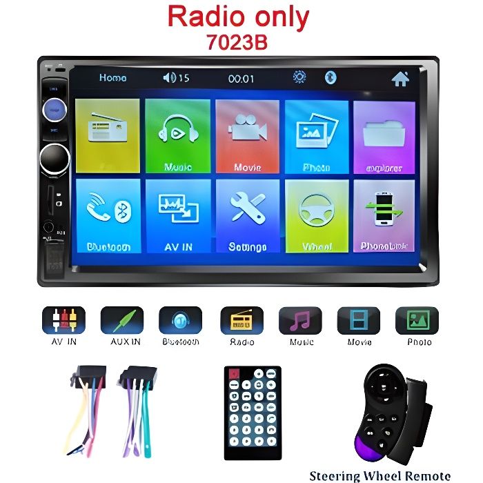 Podofo universel 2 din voiture lecteur multimédia Autoradio 2din Autoradio 7- écran tactile vidéo MP5 - Type 7023B Radio Only