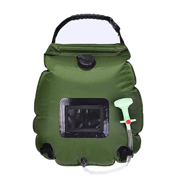 20 Litres Sac de Douche Solaire avec Poignée Portable Tuyau Amovible et Tête de Douche Commutable pour Voyage Randonnée Escalade