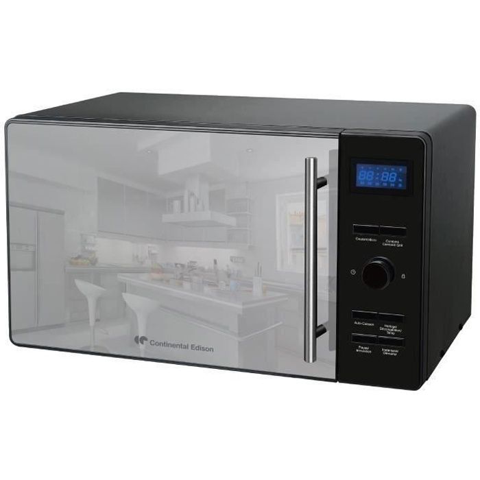 SHOT CASE - CONTINENTAL EDISON CEMO23CGBM - Micro-ondes combiné grill noir porte miroir - 23 L