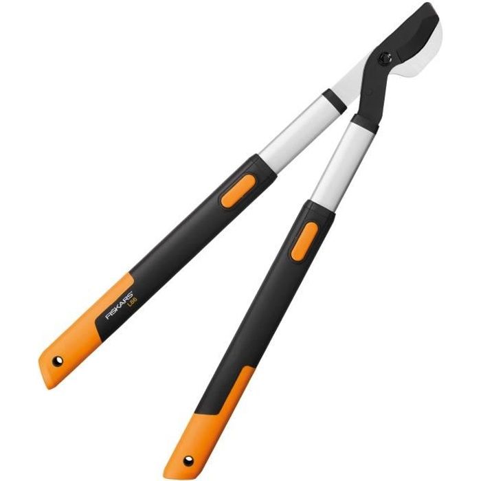 Fiskars Coupe-branche télescopique à lames franches, Diamètre de coupe: 5 cm, Acier trempé, Longueur du manche: 66-90 cm, Noir /