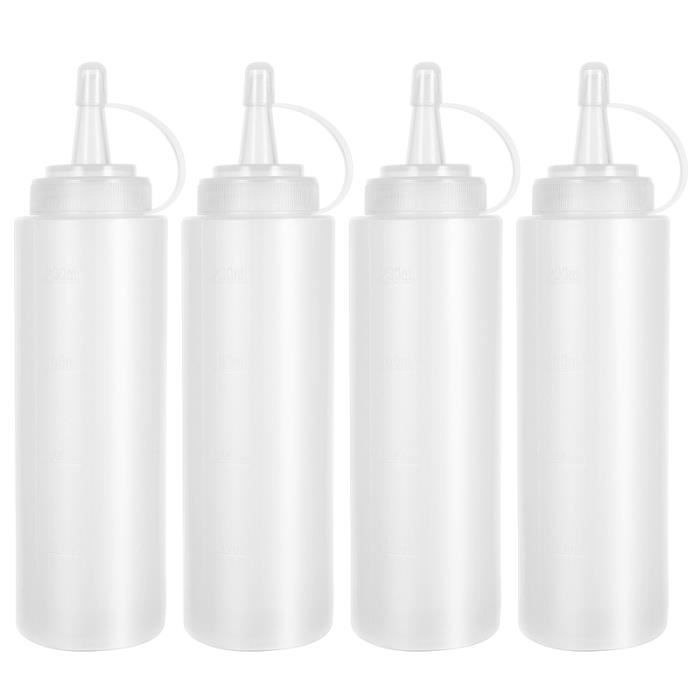 BESTONZON 4PCS de qualité alimentaire Squirt en plastique souple Condiment bouteille Squeeze Bottle pour moutarde COFFEE MACHINE