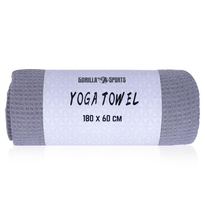 Serviette de yoga grise - 180 x 60 cm