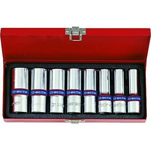 king tony Coffret de Douilles Longues Métrique, Set de 8, 1/2` - 4308MR