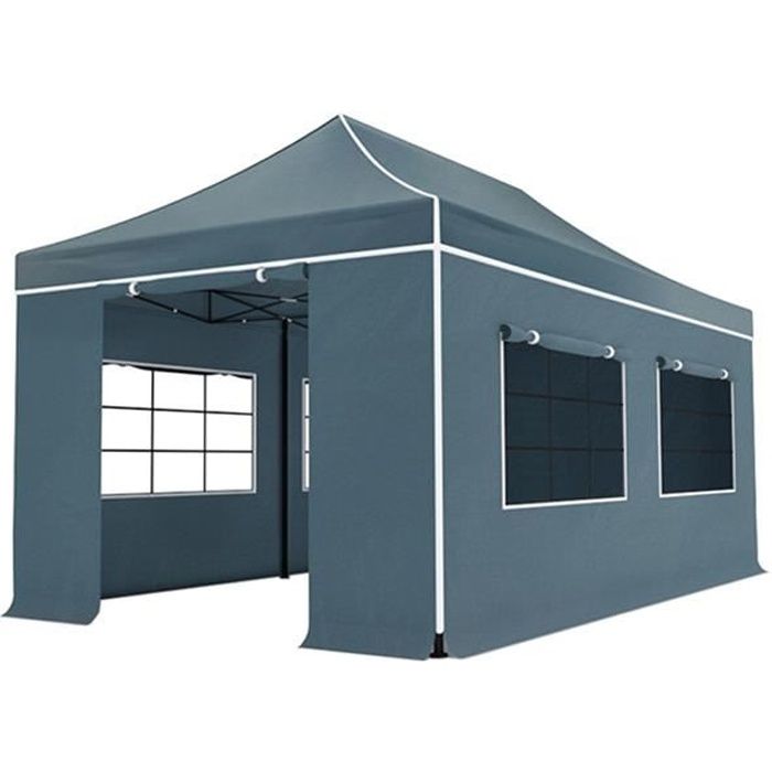 Tonnelle de jardin Easy Up pliable Luxe 3x6m Gris