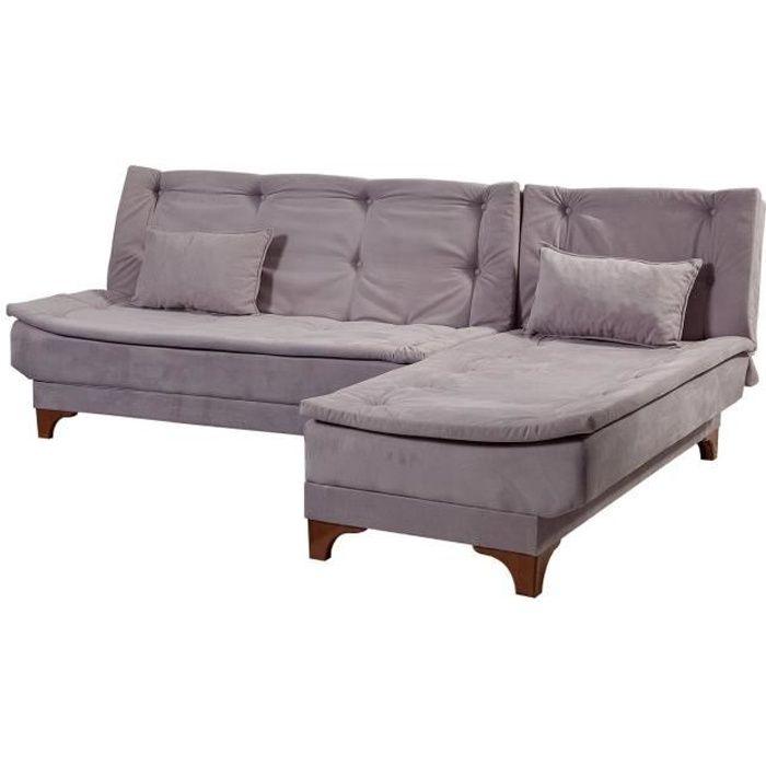 Canapé d'angle Gris Tissu Confort