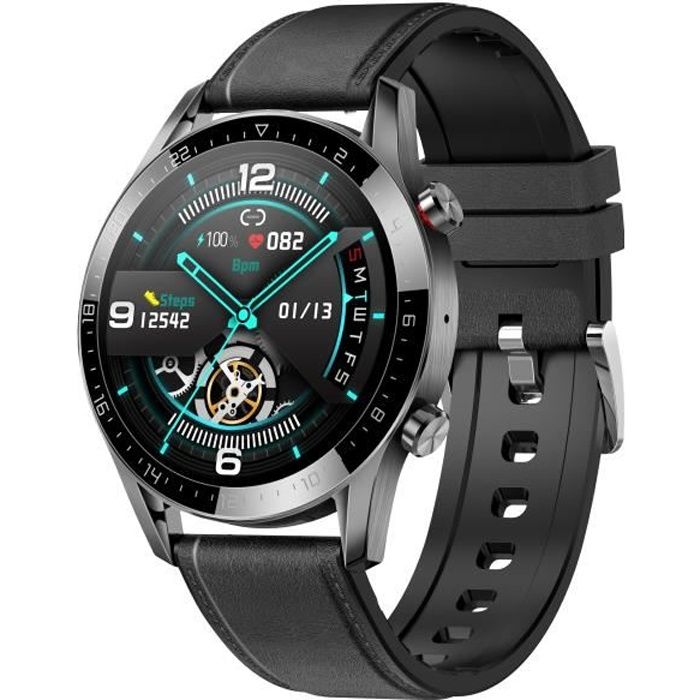 MERKMAK Montre Sportifs Connectée Homme Femme avec Fonction GPS Multilingue Montre Intelligente Bluetooth pour Android IOS - Noir