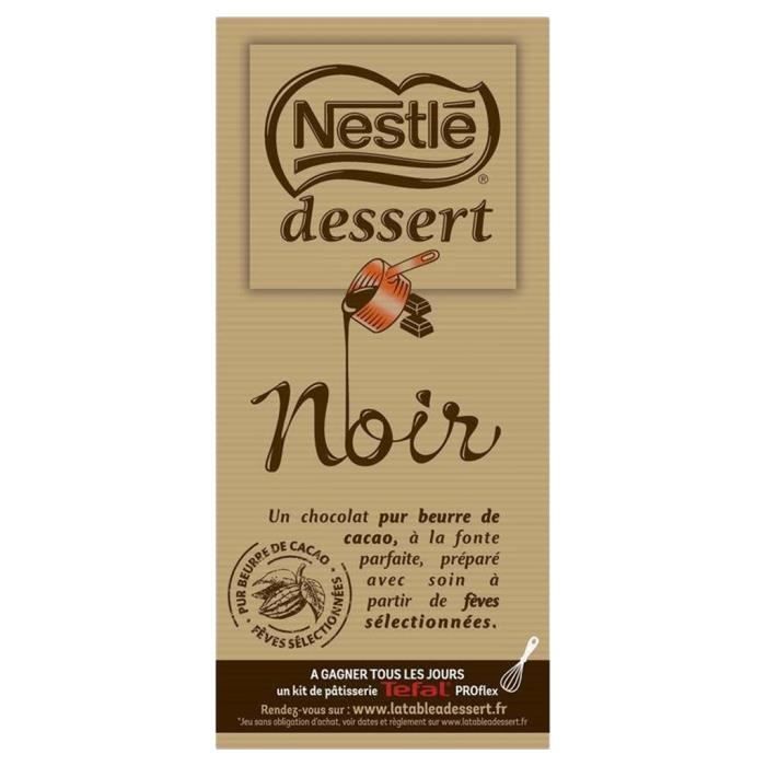 Nestlé Dessert Tablette Chocolat Noir 205g (lot de 10 x 3 tablettess)