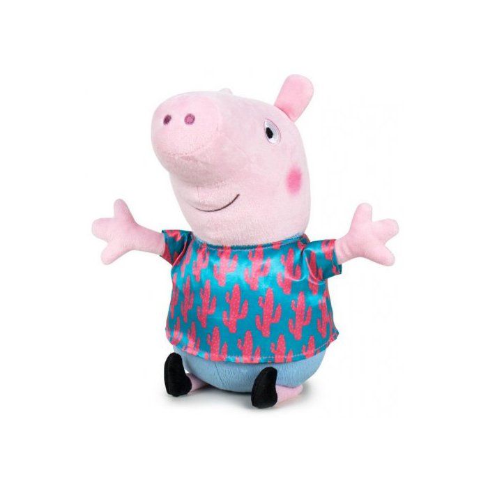 Peluche Peppa Pig : Georges Chemise Cactus 31 Cm - Peluche Licence - Cochon - Doudou Enfant