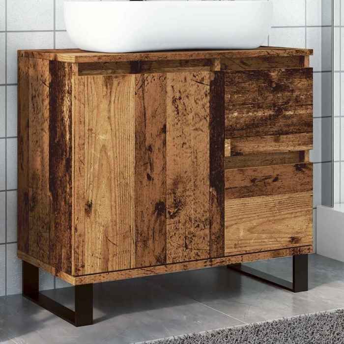 SALE 2025Meuble salle de bain suspendu - Armoire de lavabo de salle de bain - vieux bois - 65x33x60 cm1795 Kg 8543