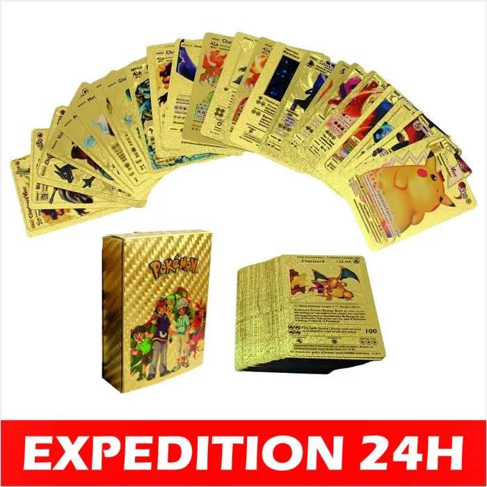 Lot de 55 cartes dorées pour Pokemon, Vstar Vmax avec boîte de jeu