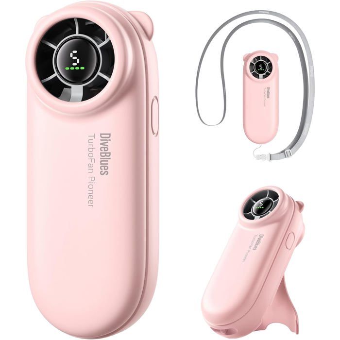 FLEUVE - Ventilateurs - Turbobear Ventilateur Turbo 88m/s 865g 5 Vitesses Poche Rechargeable Mignon - Rose - Diveblues