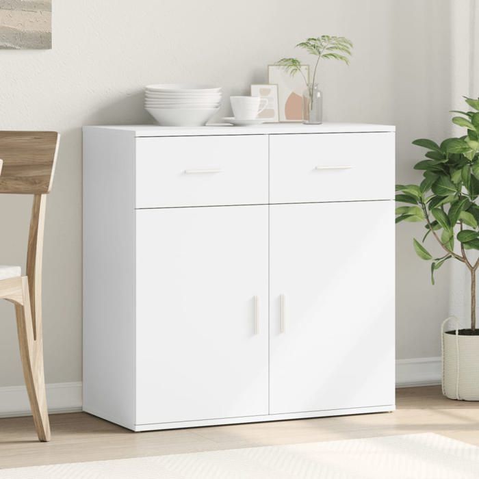 (SOLDE dété) Placard/Buffet bas - Décor salon - blanc 79 x 38 x 80 cm bois d’ingénierie *aspect pratique5535069