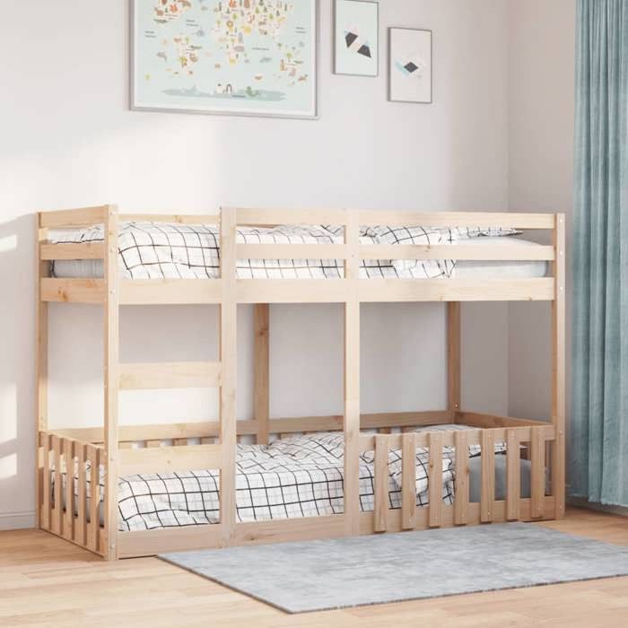 MGH Lit superposé double - 2 PLACE - Lit Mezzanine/Lit enfant - 75x190 cm - Bois de pin massif LL106