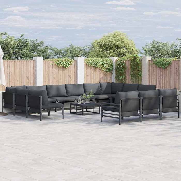 vidaXL Ensemble de canapé de jardin 13 pcs Anthracite Acier Ensemble de canapés de jardin stylé mobilier extérieur 3379028