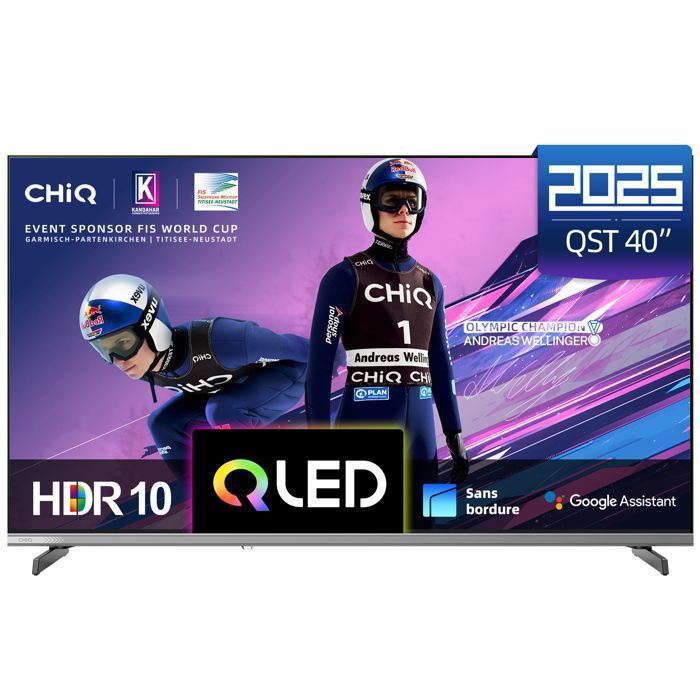 CHiQ L40QST 40 Pouces (101cm) Téléviseur QLED Pro Google TV Design Métal sans Cadre 90 DCI P3 HDR10FHD