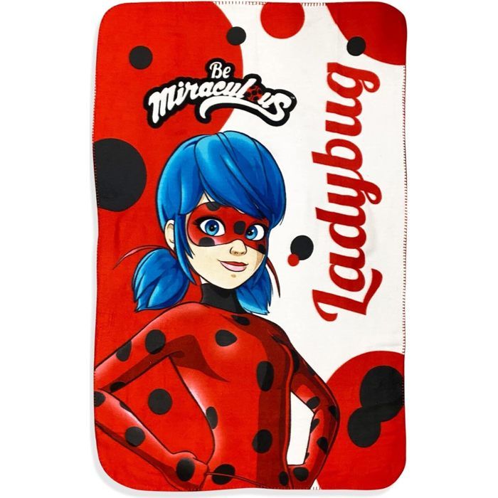 MIRACULOUS-LADYBUG-COCCINELLE-GRAND PLAID-COUVERTURE POLAIRE 100X150 CM.