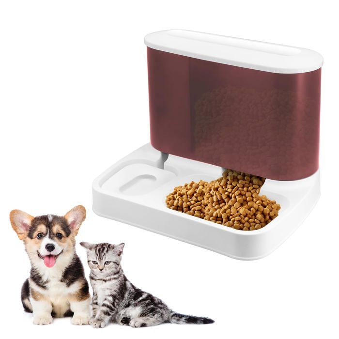 Distributeur automatique de nourriture et deau 2 en 1 pour chat - Distributeur deau et dalimentation par gravité (rose)