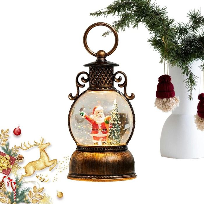 Boule à Neige Lumineuse Cabine Téléphonique - Décoration Noël Avec Effets De Lumière - Pour Bar, KTV, Salon - Design Rotatif Avec Eau Et Neige