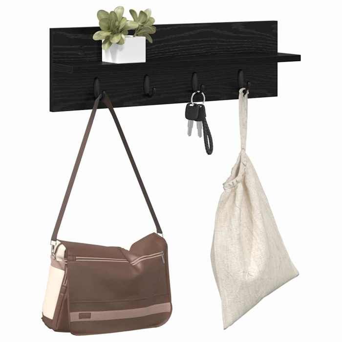 ABBO-SALE*Armoire flottante JILLS - Cabinet/ Porte-manteau mural avec étagère Chêne noir 60 x 10.5 x 18cm SOL863852
