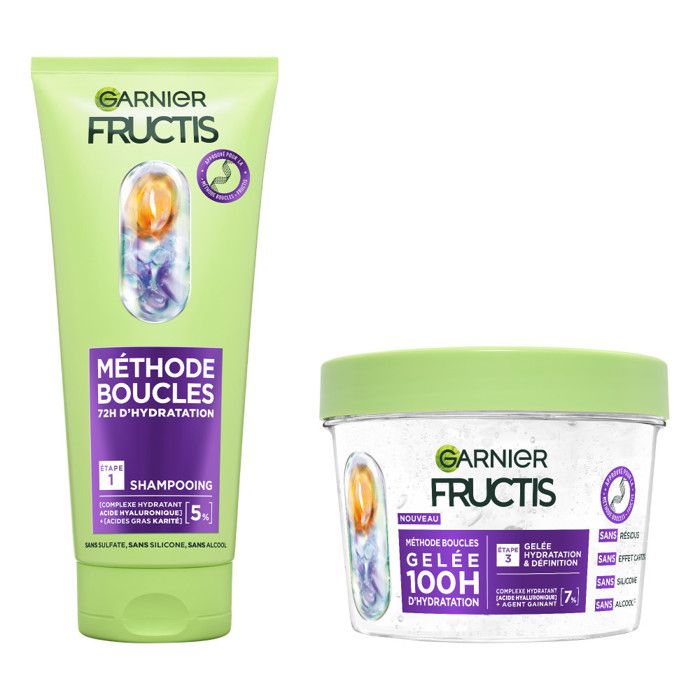 Garnier Fructis Méthode Boucles Duo Shampooing et Gelée Hydratante à lAcide Hyaluronique pour toutes les boucles