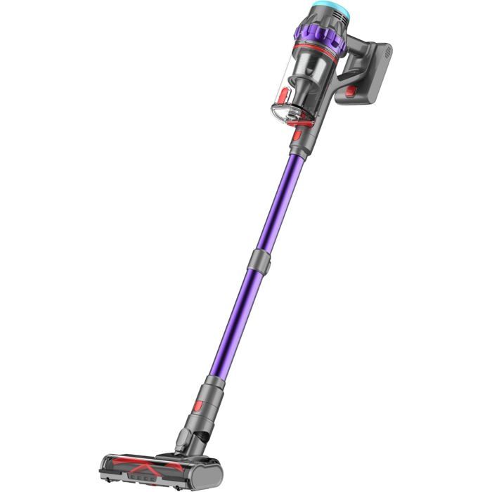 Aspirateur sans fil 50000Pa / 550W / 50min écran LED filtration 7 couches anti enchevêtrement station murale poils animaux - Papeco